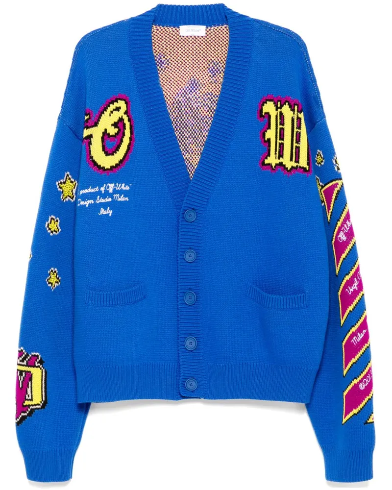 OFF-WHITE Gestrickter Intarsien-Cardigan - Blau Blau