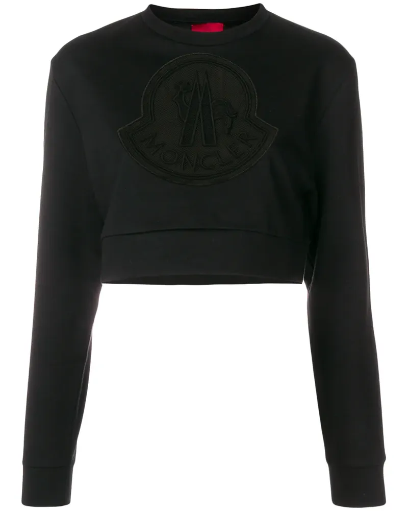 Moncler Cropped-Sweatshirt mit Logo-Patch - Schwarz Schwarz