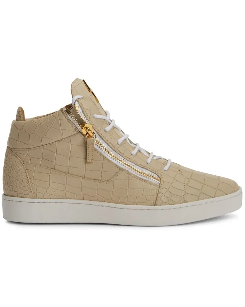 Giuseppe Zanotti Frankie High-Top-Sneakers mit Kroko-Effekt Nude