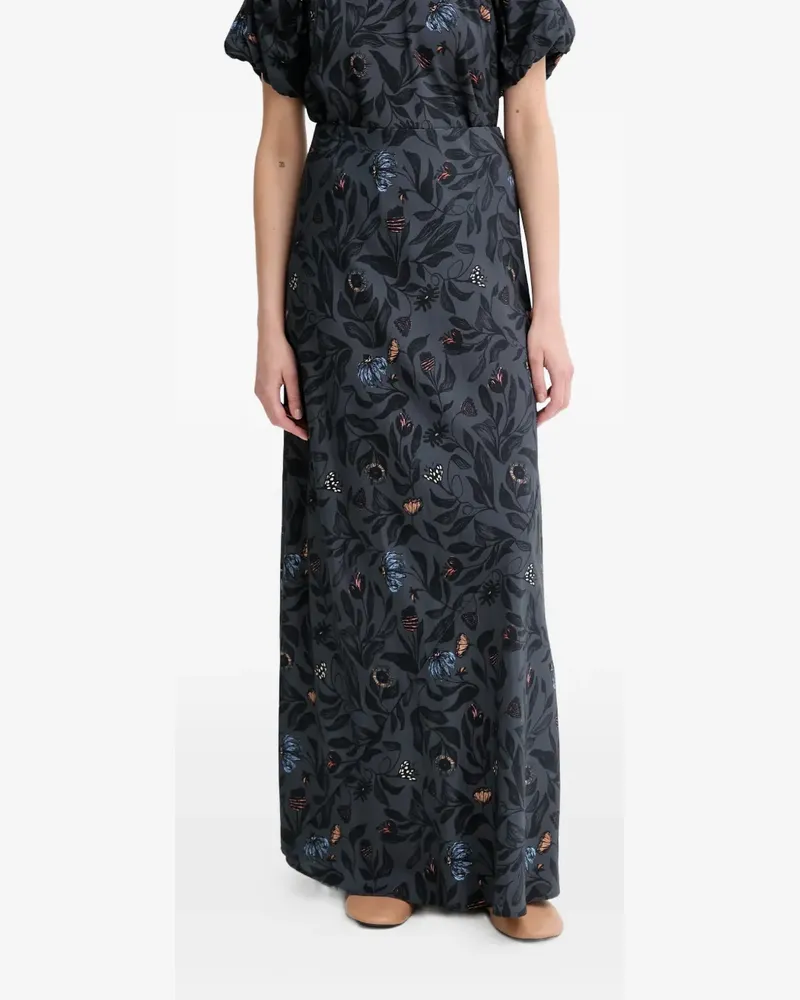 MUNTHE Bardot floral maxi skirt - Grau Grau