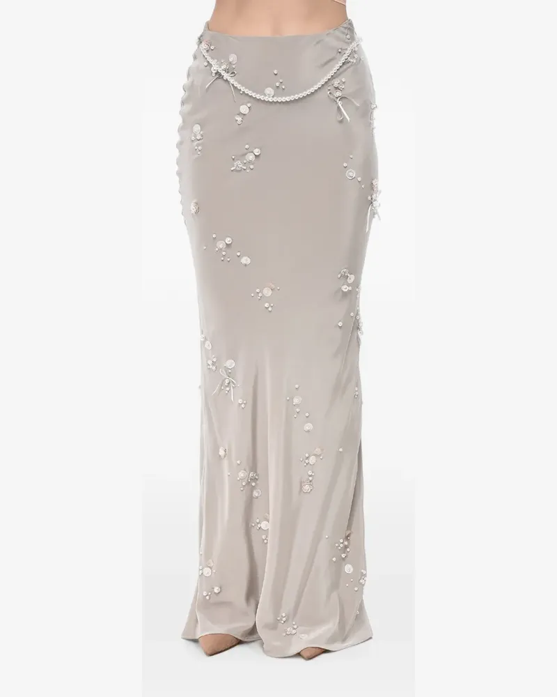 BERNADETTE Jolene embroidered silk maxi skirt - Grau Grau