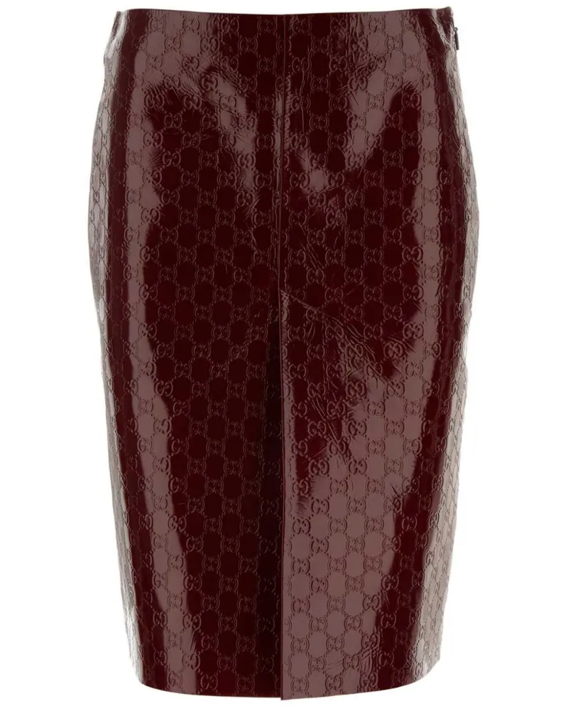 Gucci Lederrock mit GG-Prägung - Rot Rot