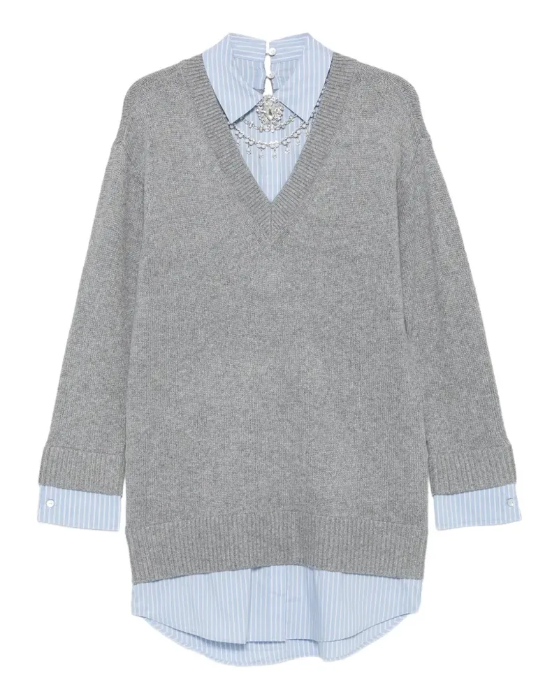Cinq à Sept embellished layered-effect mini dress - Grau Grau