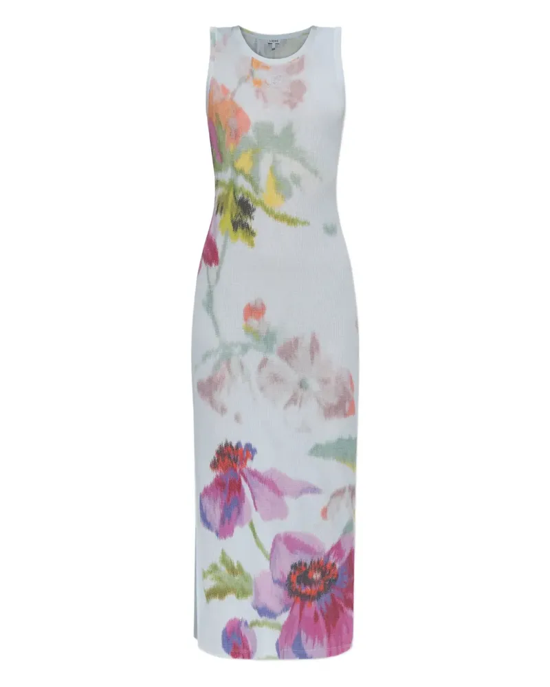 Loewe Midikleid mit Blumen-Print - Blau Blau