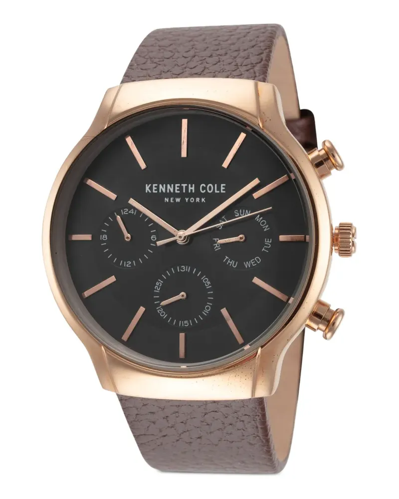 Kenneth Cole Armbanduhr mit Lederriemen 42mm - Schwarz Schwarz