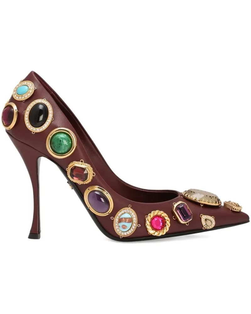 Dolce & Gabbana Spitze Pumps mit Schmucksteinen 105mm - Braun Braun