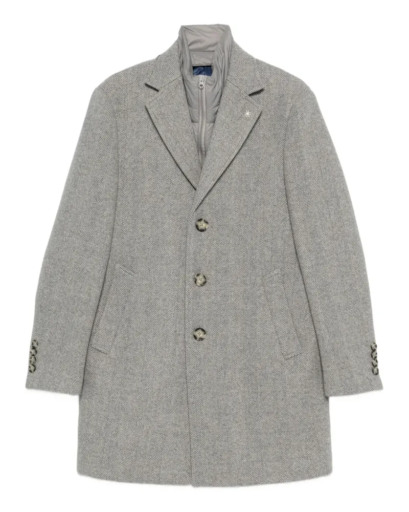 Manuel Ritz Mantel mit Fischgrätenmuster - Grau Grau