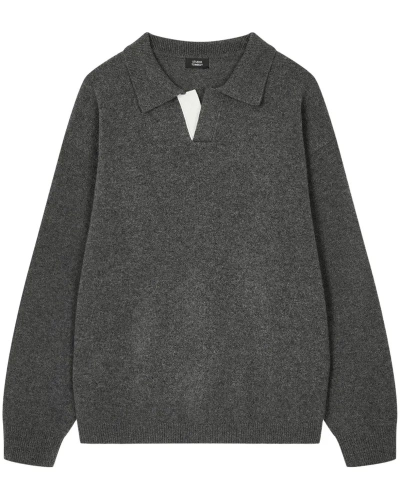 STUDIO TOMBOY Polo-Pullover aus Wolle - Grau Grau