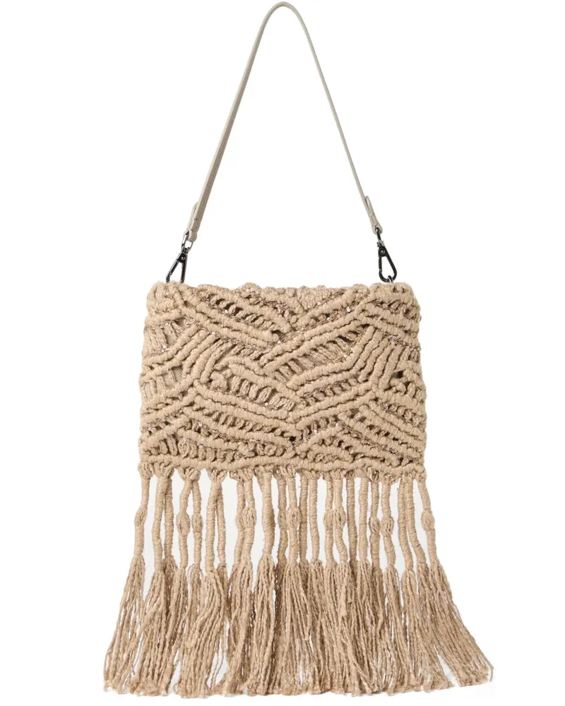 Brunello Cucinelli Schultertasche mit Fransen - Nude Nude
