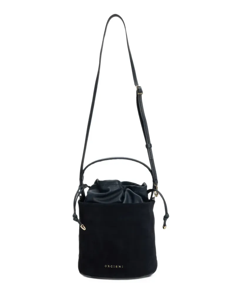 Orciani Her-O logo-patch suede bucket bag - Blau Blau