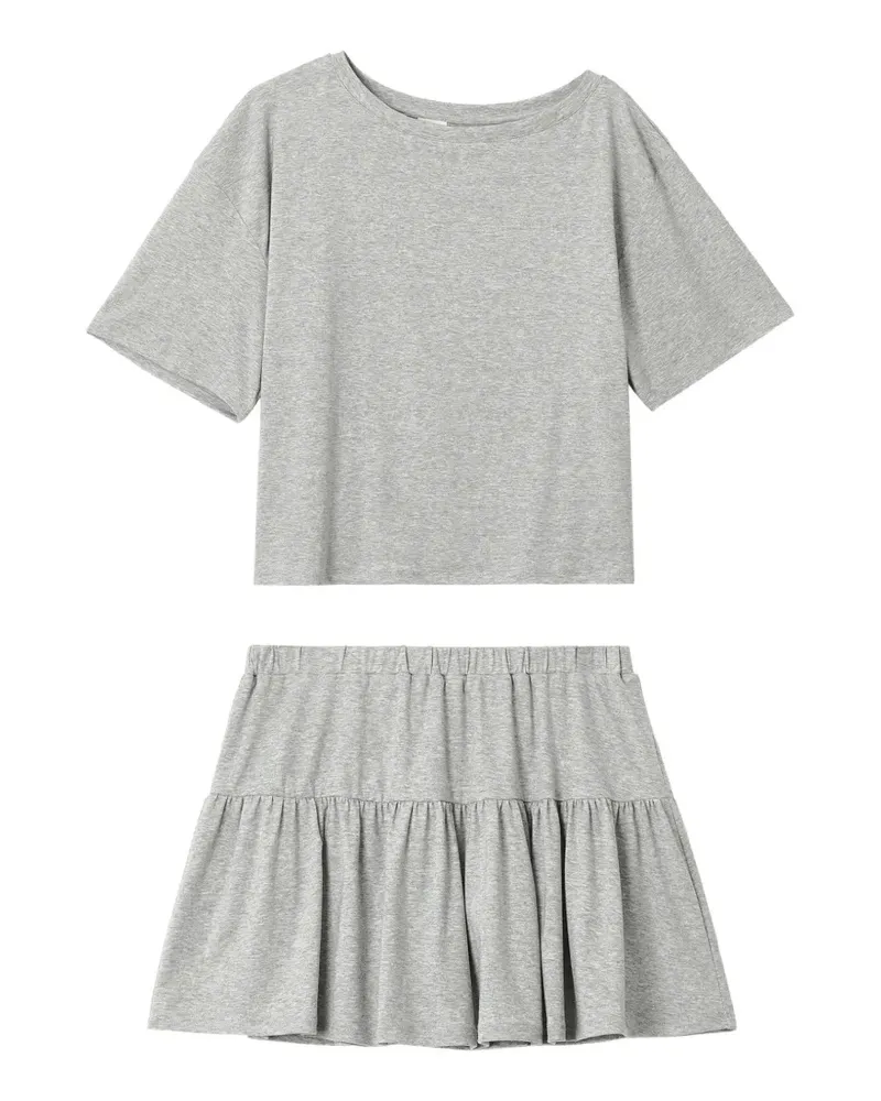 b+ab tiered-skirt pajama set - Grau Grau