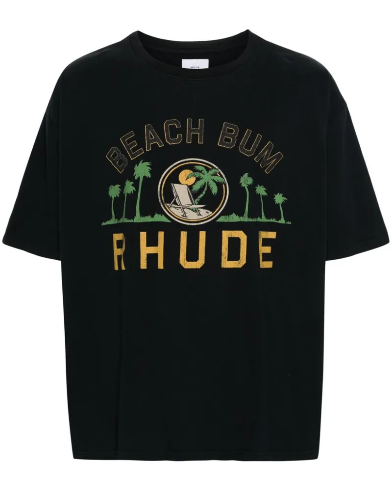 RHUDE Palmera T-Shirt aus Baumwolle Schwarz