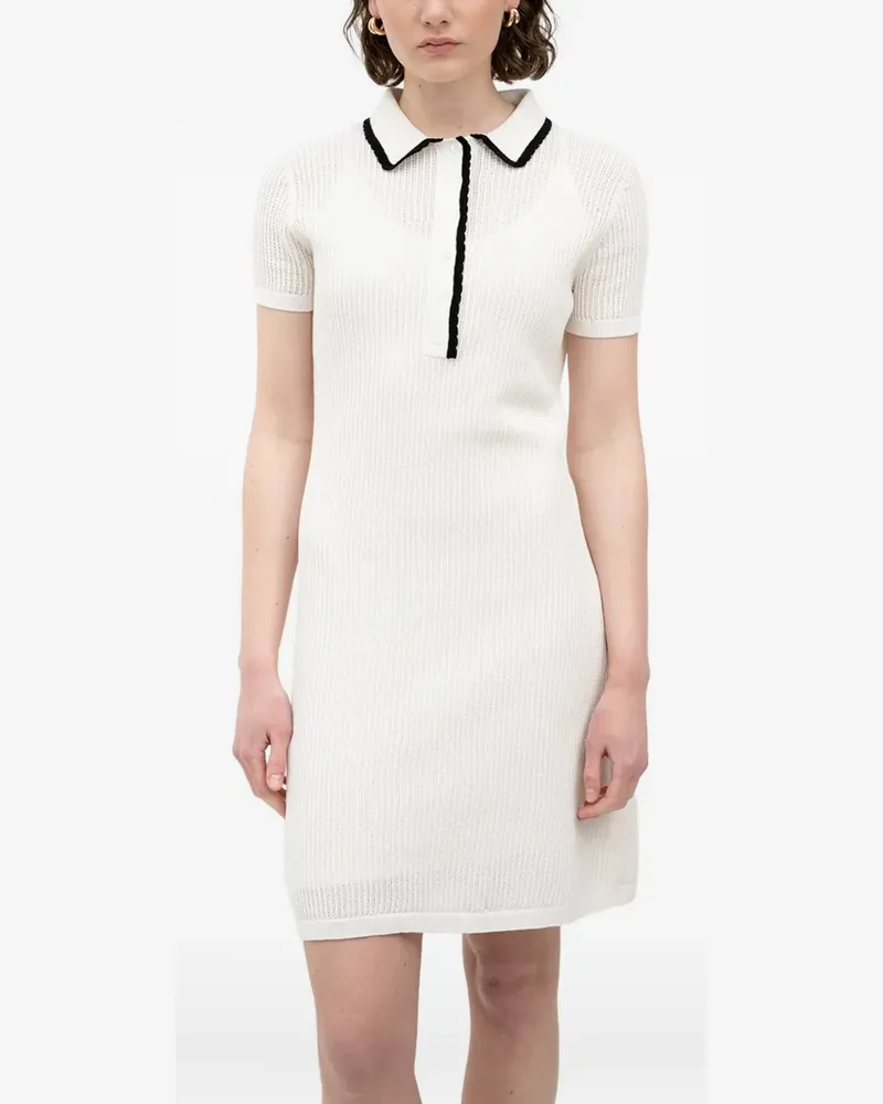 HUGO BOSS Slysy ribbed-knit mini polo dress - Weiß Weiß