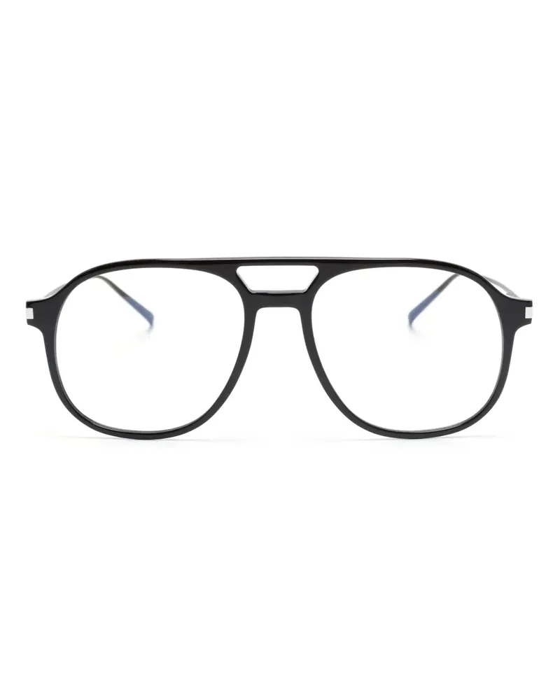 Saint Laurent Pilotenbrille mit Logo-Prägung - Schwarz Schwarz