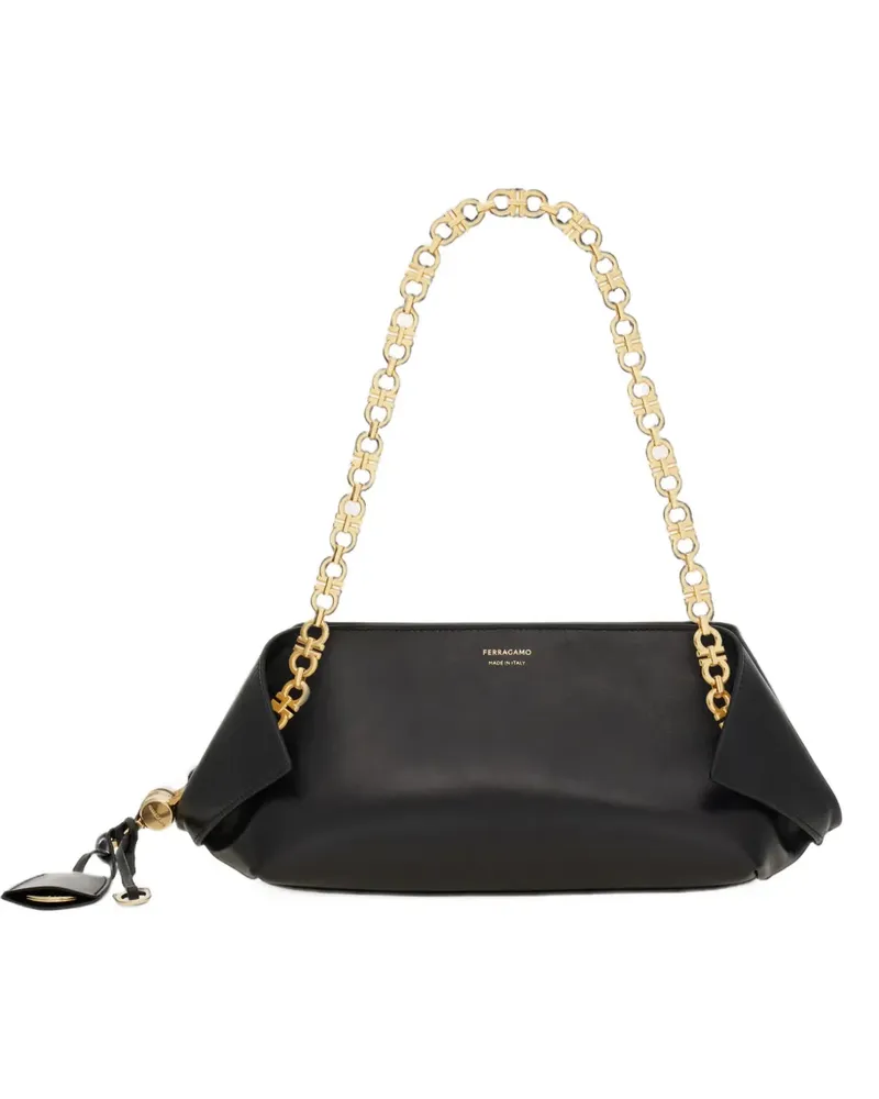 Ferragamo Schultertasche mit Gancini-Kette - Schwarz Schwarz