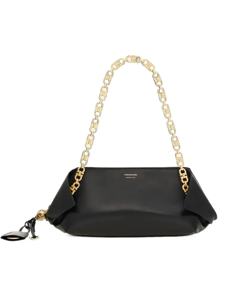 Ferragamo Schultertasche mit Gancini-Kette - Schwarz Schwarz