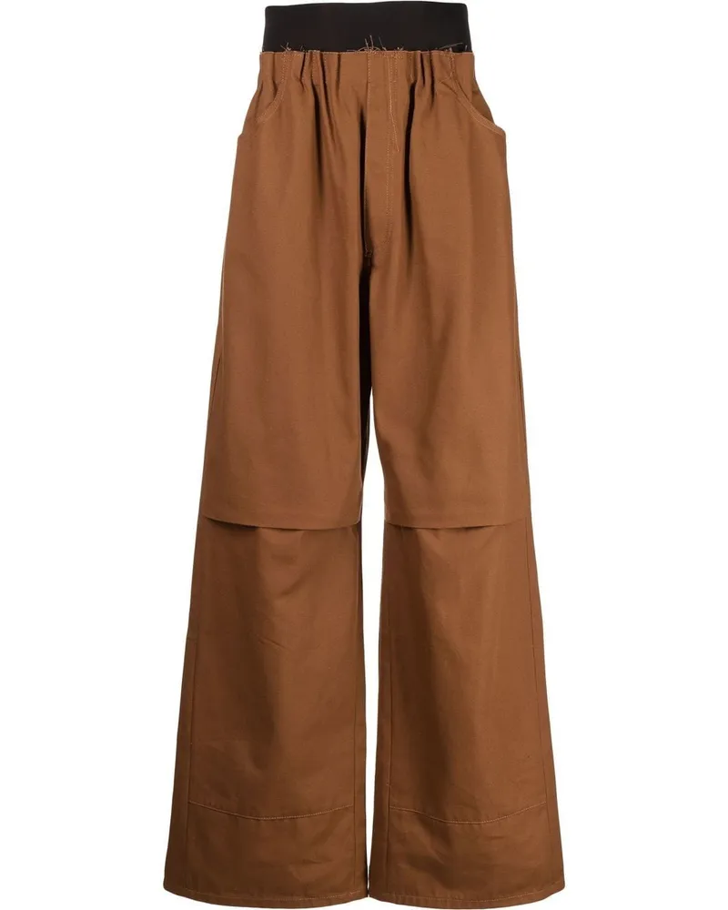 Raf Simons Weite Hose mit gerafftem Bund - Braun Braun