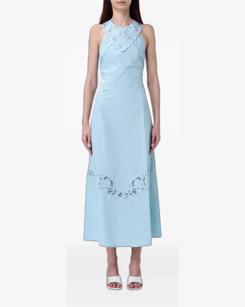 Twin-Set Neckholder-Midikleid mit Lochstickerei - Blau Blau
