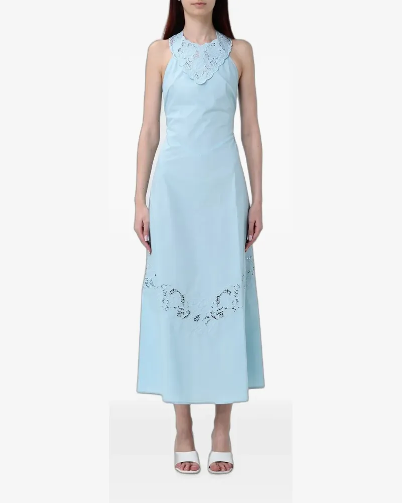 Twin-Set broderie-anglaise halterneck midi dress - Blau Blau