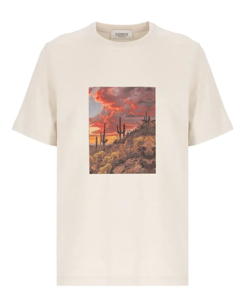 Laneus T-Shirt mit grafischem Print - Nude Nude