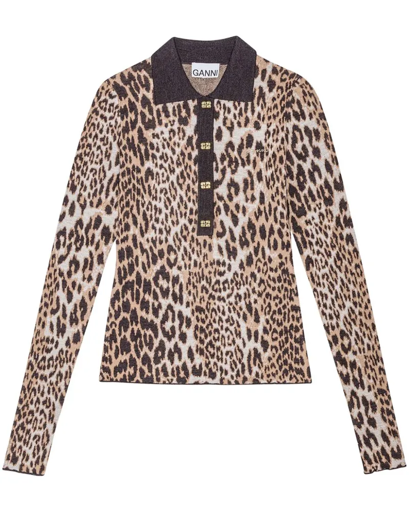 Ganni Langarmshirt mit Leoparden-Print - Braun Braun