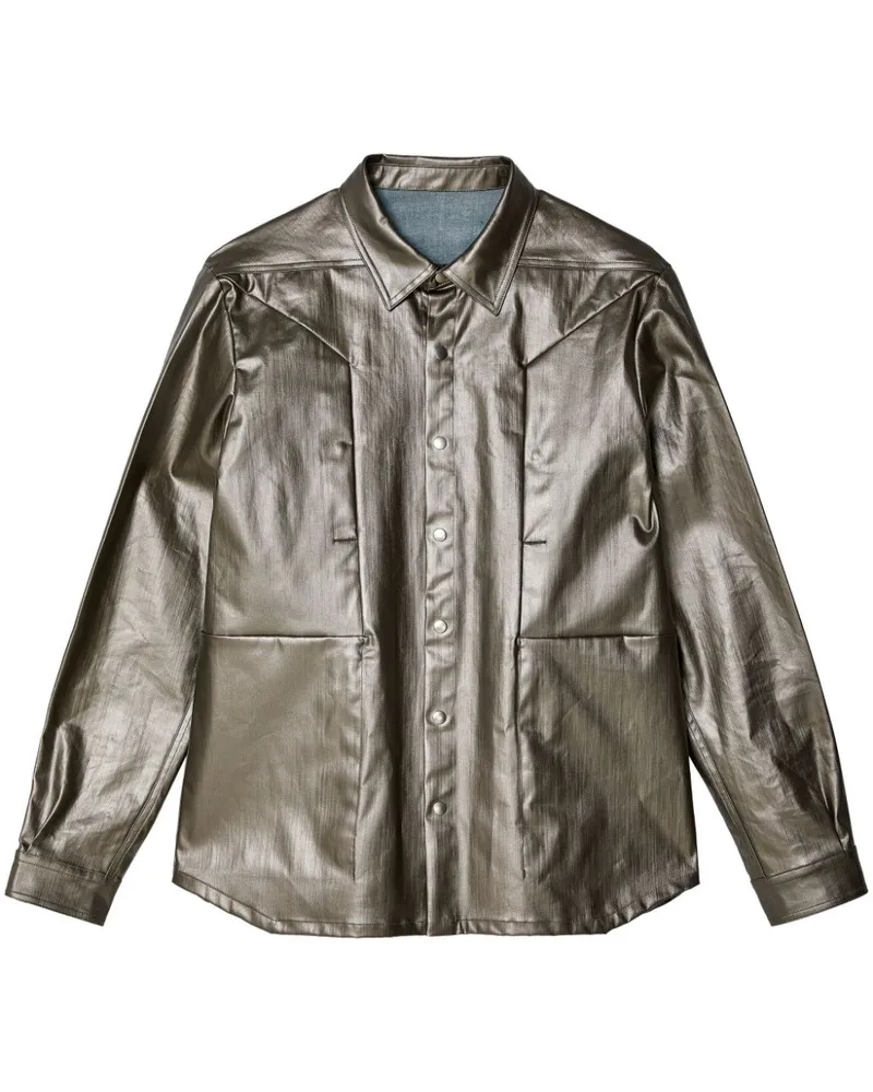 Rick Owens Fogpocket Hemdjacke mit Glanzoptik - Silber Silber