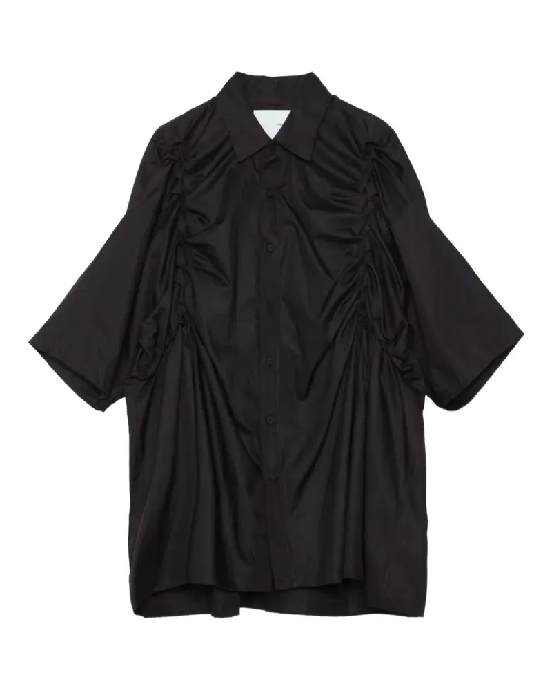 Yoshio Kubo ruched short-sleeve shirt - Schwarz Schwarz