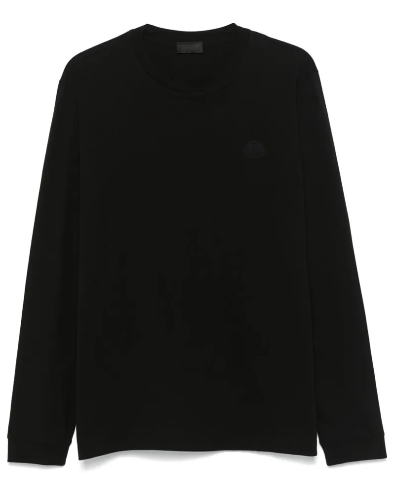 Moncler T-Shirt mit gummiertem Logo - Schwarz Schwarz
