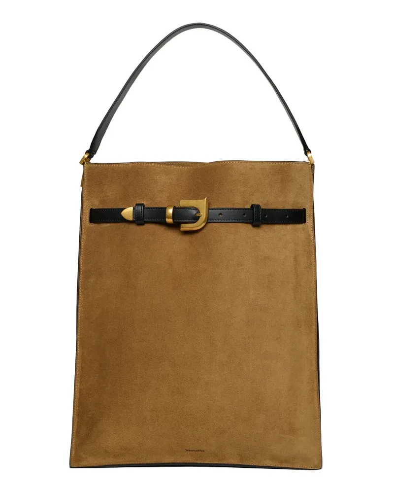Nanushka Maxi Harmonica Tote Bag mit Schnallendetail - Braun Braun