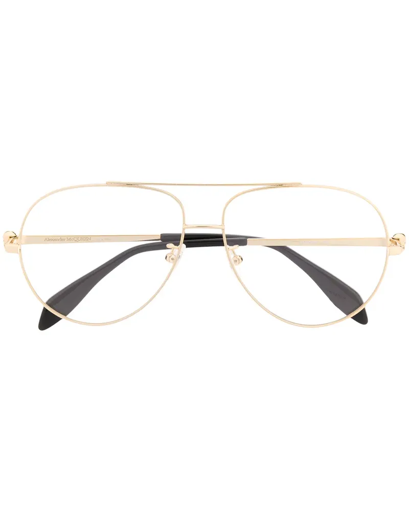 Alexander McQueen Pilotenbrille mit Totenköpfen - Gold Gold
