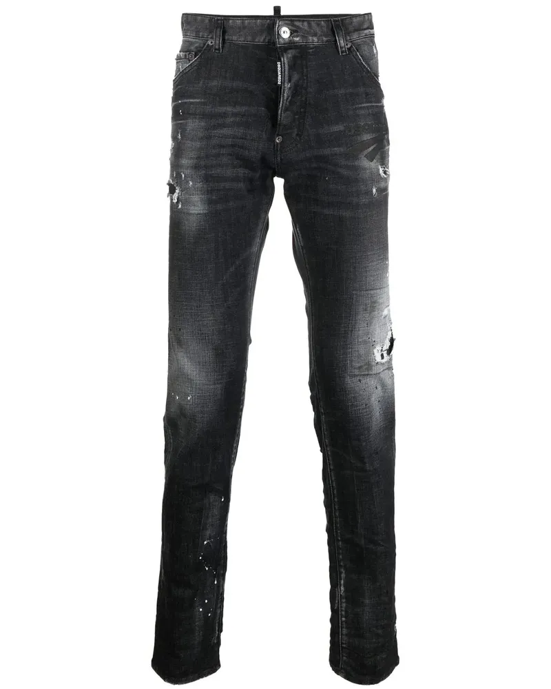 Dsquared2 Slim-Fit-Jeans im Distressed-Look - Schwarz Schwarz
