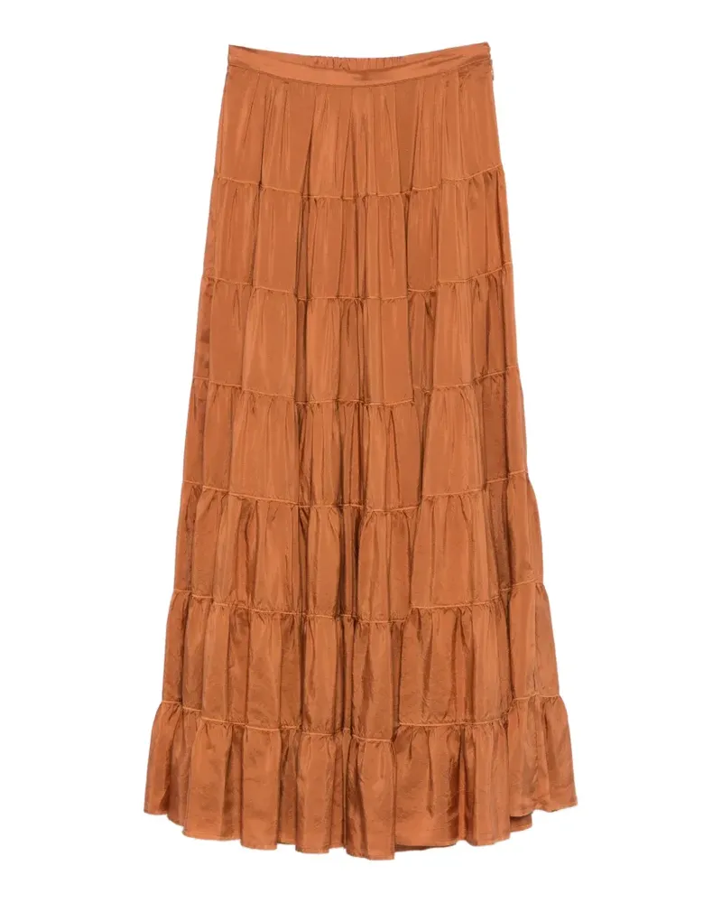forte_forte tiered silk maxi skirt - Braun Braun
