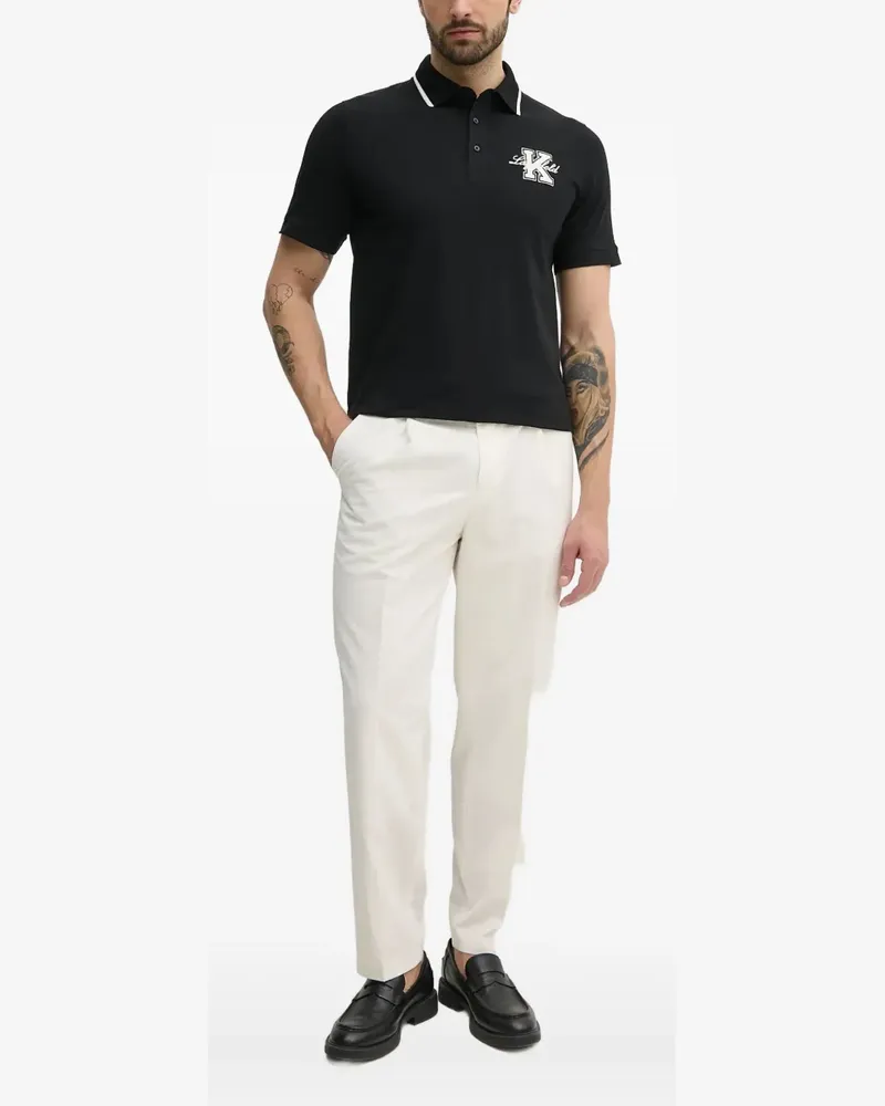 Karl Lagerfeld Poloshirt mit Logo-Patch - Schwarz Schwarz