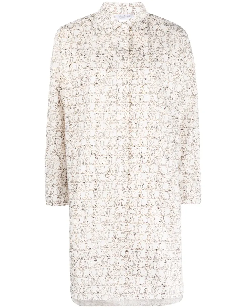 Max Mara Kleid mit Logo-Print - Weiß Weiß