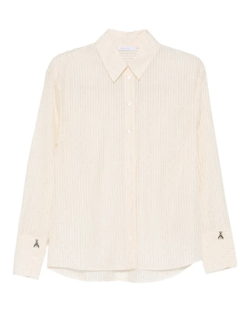 Patrizia Pepe striped-pattern studded shirt - Nude Nude