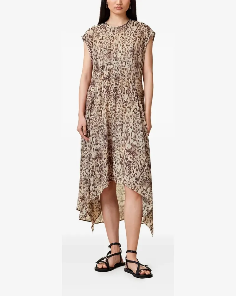 AllSaints leopard print asymmetric dress - Braun Braun