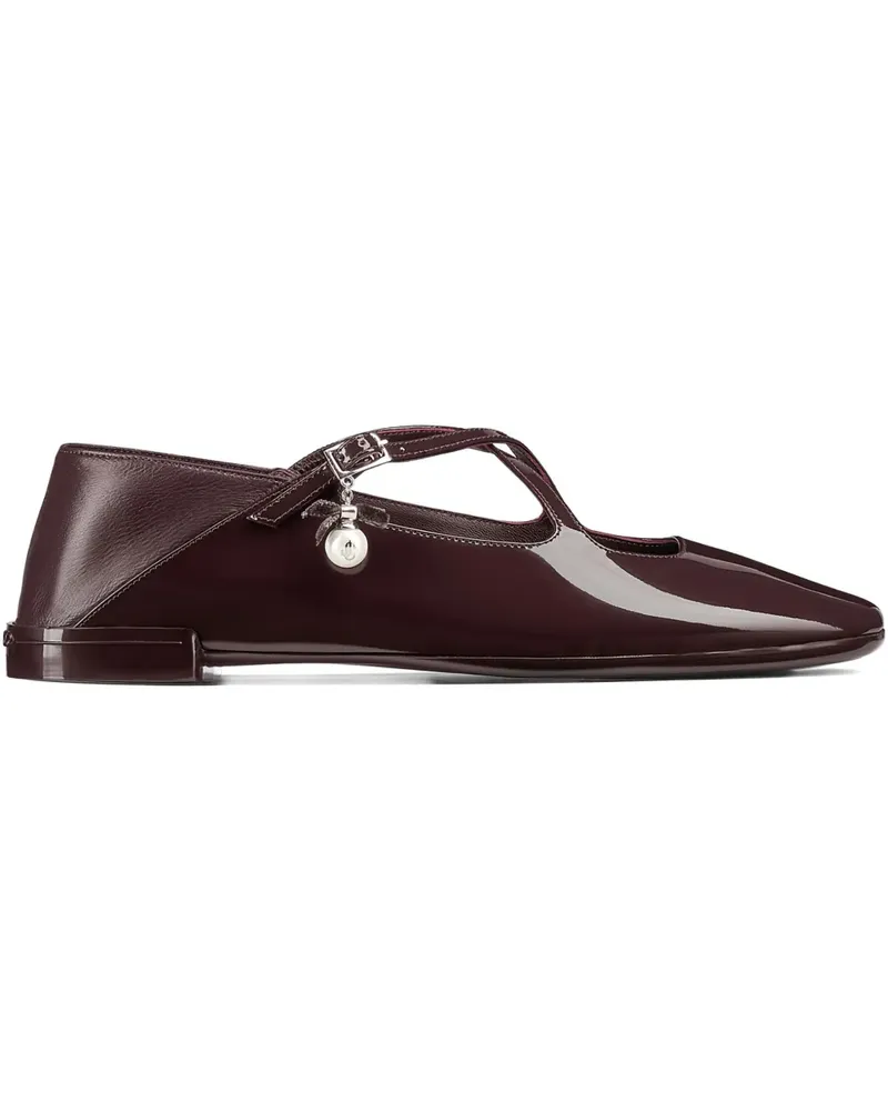 Jimmy Choo Eleri Ballerinas aus Lackleder mit überkreuzten Riemen - Braun Braun