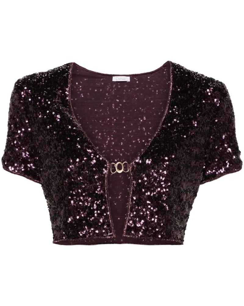 Oséree Cropped-Cardigan mit Pailletten - Violett Violett