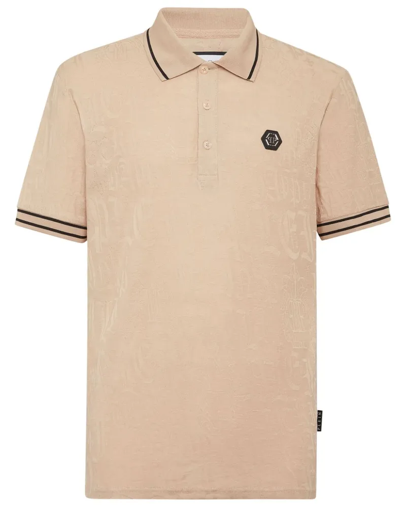 Philipp Plein Poloshirt mit Jacquard-Monogramm - Nude Nude