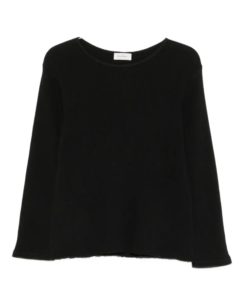 Second/Layer waffle-knit long-sleeve T-shirt - Schwarz Schwarz