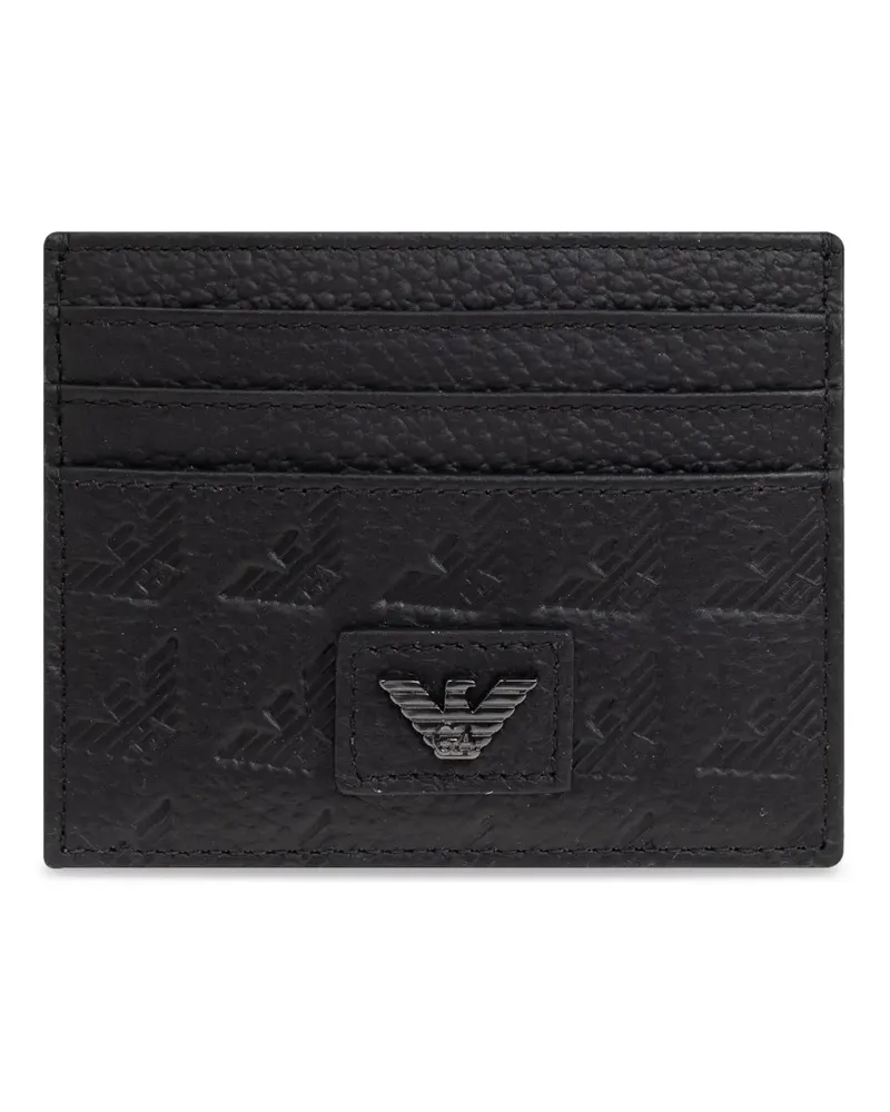 Emporio Armani Kartenetui mit Adler-Prägung - Schwarz Schwarz