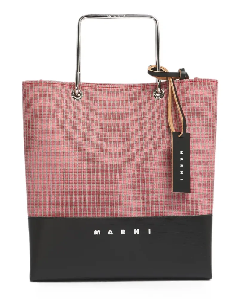 Marni Check Tote Bag mit Metallgriff - Rot Rot