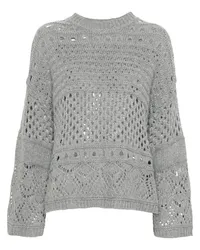 Twin-Set Pullover mit Pailletten Grau