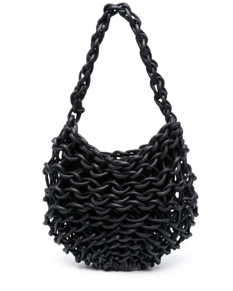 Alienina Schultertasche mit Webmuster - Blau Blau