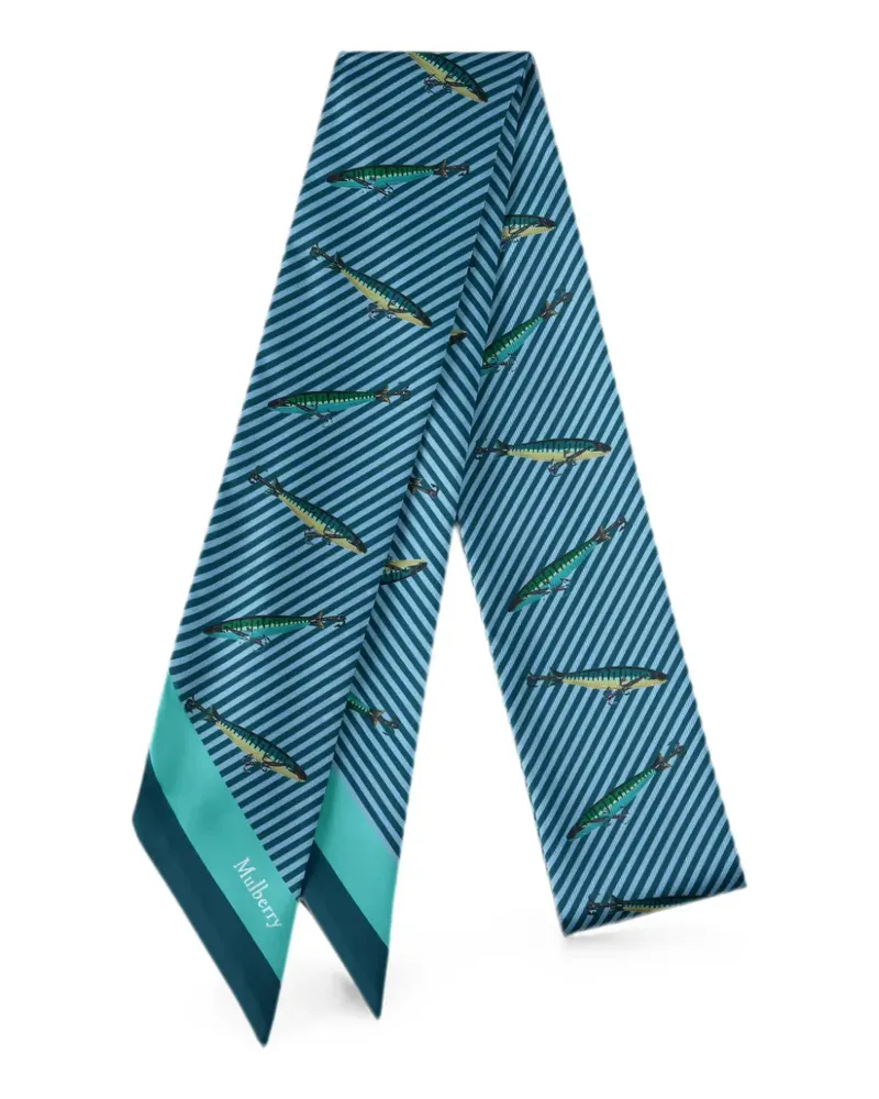 Mulberry Fishing Lure-print skinny scarf - Blau Blau