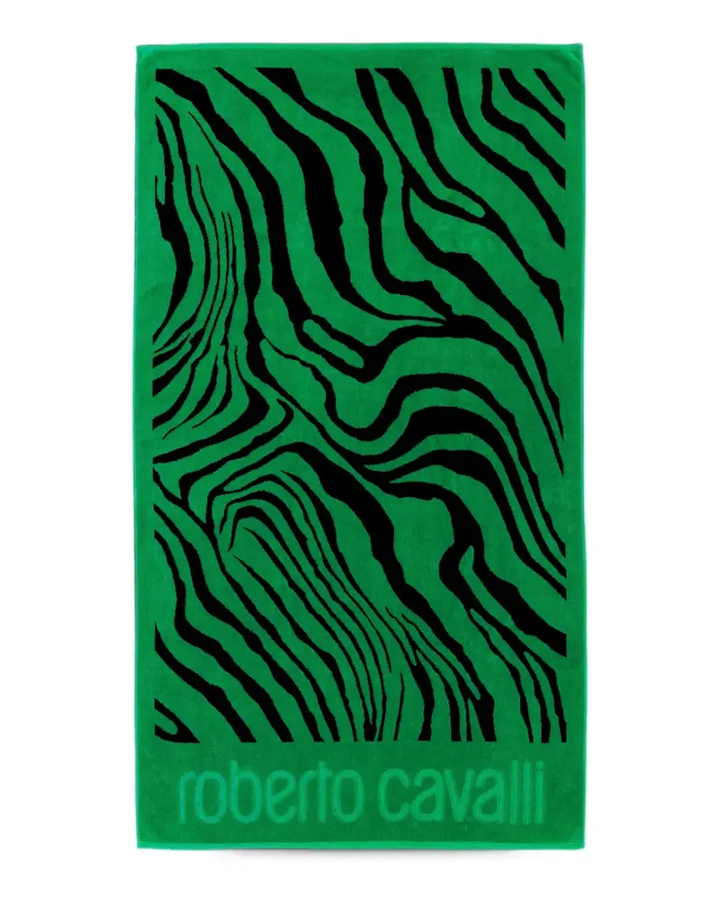Roberto Cavalli Home Zebra 2000 Badetuch mit Logo-Prägung - Grün Grün