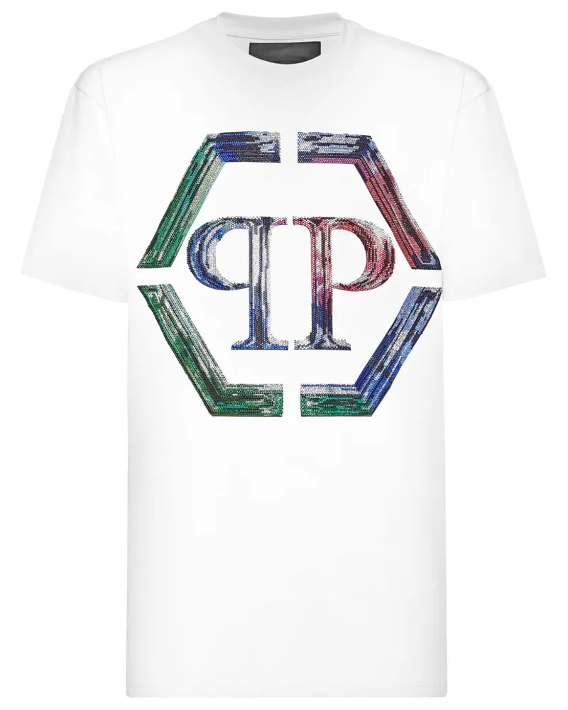 Philipp Plein Strass Hexagon T-Shirt - Weiß Weiß
