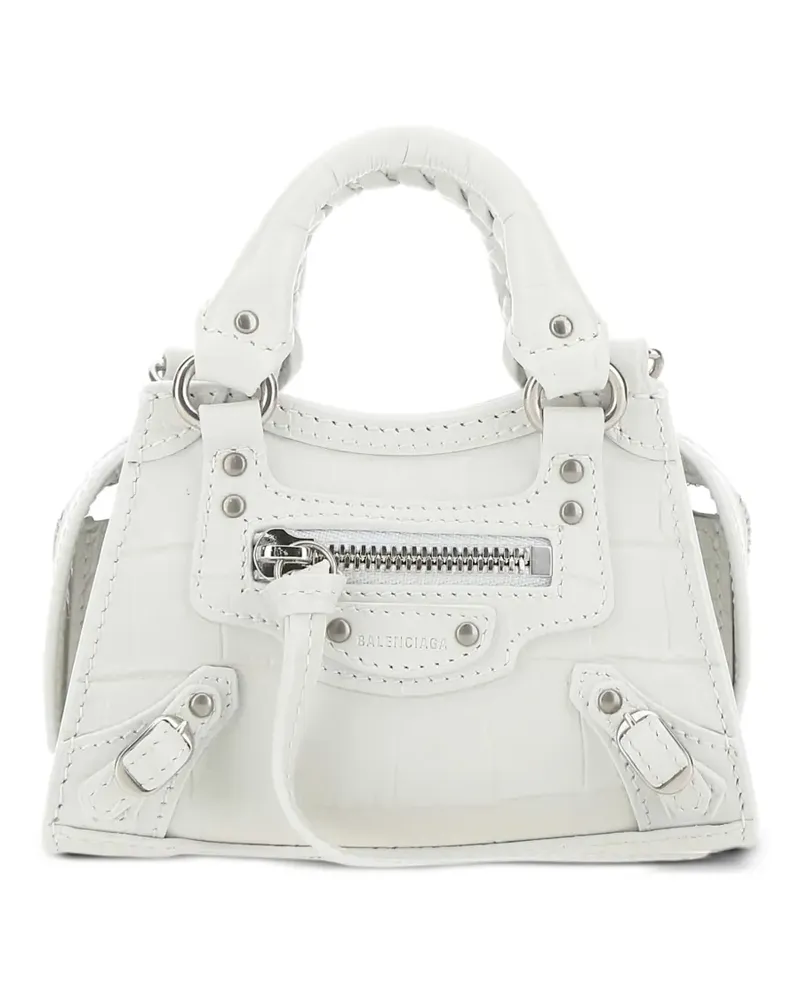 Balenciaga Super Nano Neo Tote Bag mit Kroko-Effekt - Weiß Weiß