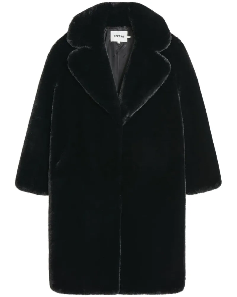 APPARIS Steffi Mantel aus Faux Fur mit breitem Revers - Schwarz Schwarz