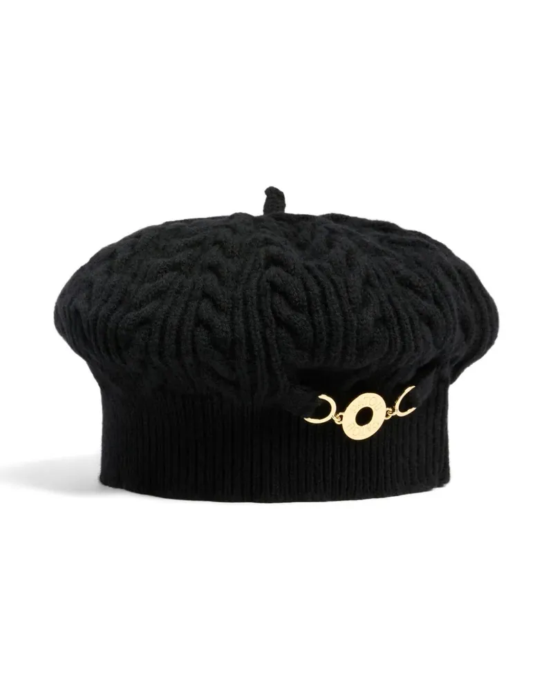 Patou Baskenmütze mit Zopfmuster - Schwarz Schwarz